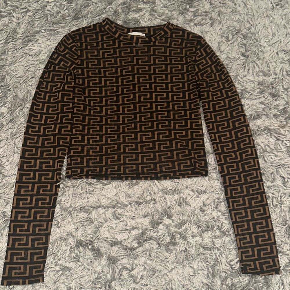Sheer Black/Brown Half Top Size Medium